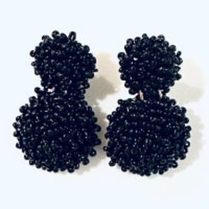 Black Seed Bead Stud Earrings